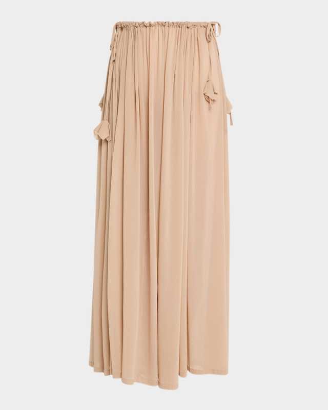 Gathered Silk Maxi Skirt